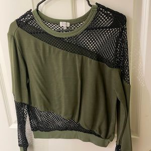 Tobi green pullover with mesh